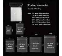 50pcs/100pcs Sacs transparents auto-scellants épaissis et hermétiques, avec fermeture éclair, convenant pour l'emballage et le stockage d'articles tels que les bijoux, les cadeaux, les accessoires, le