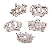 50pcs Bois Couronnes Bricolage Décoration Cadeau Découpage Scrapbooking Emballage Boîte Étiquettes Mini Bois Couronne Artisanat Formes