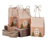 50PCS Boîtes à Dragées pour Noël Mariage Baptême Fête, Contenant Dragées en Papier Kraf avec Ficelle