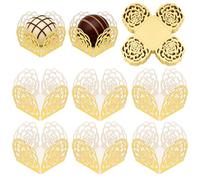 50PCS Caissettes Chocolat Papier, Coupelles Chocolat Dorées Pliables en Papier, Présentoir Décoratif pour Pralines, Mariage Fête Cadeau
