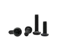 50pcs M1 M1.2 M1.6 M2 M2.5 M3 M4 minuscule Mini réparation ordinateur portable téléphone jouets lunettes imprimante croix Phillips vis à tête ronde(Black carbon steel,5MM_M2.5)