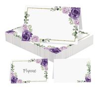 50pcs Marque Place Decoration Mariage 11 x 8 4 cm Déco Table Bapteme Faire Part de Anniversaire Fête Cérémonie Cartons de violet