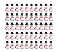 50pcs Mini Bonhomme de Neige en Résine, Bonhomme de Neige Miniature avec Chapeau Mini Figurine Bonhomme de Neige Mini Ornements de Noël pour Micro Paysage Maison Jardin Décoration (Style 2)