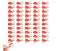 50pcs Mini Pinces à Linge en Bois, Petites épingles à Linge avec Coeur Rouge pour l'affichage de Photos en Papier, décor de fête de Mariage