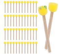50pcs Pinceau Éponge Peinture, Pinceaux Peinture Mousse avec Manche en Bois Ergonomique Éponges à Peinture pour Peinture Acrylique Outils de Peinture DIY pour Les Arts et l'Artisanat (Jaune)