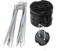 50PCS Piquets de Fixation en Acier Galvanisé avec 50PCS Rondelles, Kit d'Agrafe pour Toile de Paillage Jardin Tente