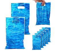 50pcs Sachets Cadeaux Fête Vagues de l'Océan, Bleus Sous-Marins Sacs Bonbons avec Poignées Anniversaire Plage Piscine Fête Décorations pour Cadeaux Friandises Collations Fournitures Rangement