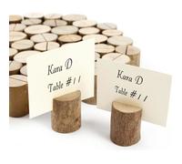 50pcs stand en bois cylindrique support photo mémo carte porte-nom marque-place numéro de table vintage rustique campagne pour