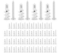 50Pièces Chevilles Métalliques pour Placoplâtre, Cheville Autoforeuse Placo, Fixations Murales avec 50 Vis, pour Murs Creux, Cloisons Sèches, Plaques de Plâtre et Panneaux Composites