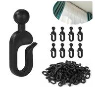 50Pièces Crochets Rideaux Pergola,42.5x15mm Noir Plastique Antirouille à Glissement Fluide,Rideau Pour Pergola avec Anneau EMBRASSE