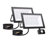 50W Projecteur LED Extérieur avec Détecteur de Mouvement - 2 Pièces, 5000 Lumens, 6500K, IP66 Étanche Projecteur LED Extérieur, Eclairage Exterieur avec Detecteur pour Jardin, Garage, Patio et Entrée