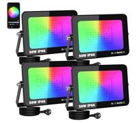 50W RGB Outdoor LED Floodlight Bluetooth App Timing Intelligent RGB Colour LED Spotlight Waterproof