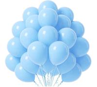 50x Ballons bleu clair Ø 35 cm pour anniversaire & mariage & fête - Air & hélium