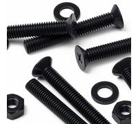 50x Vis à tête fraisée noires en nylon PA66 M6 x 40 mm + écrous & rondelles