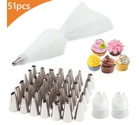 51 pièces Ensemble d'outils de buse de décoration de gâteau, kit de décoration de glaçage pour la crème de gâteau Taille UniqueUnicolorePolyéthylène