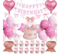 51 Pièces Joyeux Anniversaire Ensemble Contient Guirlande Anniversaire Rose Ballon Long Ballon Coeur Et D'autres Accessoires Convient Pour le Festival le Mariage etc