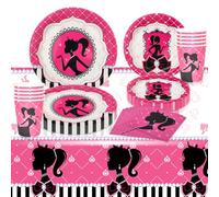 51 Pièces Princesse Vaisselle pour Anniversaire, Vaisselle de Fête Anniversaire Fille Réutilisable, Vaisselle de Fête Princesse Anniversaire - Assiettes, Gobelets en Papier, Serviettes, Nappe