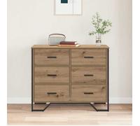 (51243)Moderne Commode avec tiroir 2 pièces - VIDAXL - chêne artisanal - 6 tiroirs - pour salon - 91x35,5x74,5 cm 141kxi46g1663