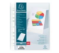 Exacompta Pochettes perforées polypropylène grainé 5/100e A4 Cristal – Sachet de 50