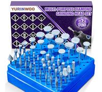 52 Pièces Fraises Diamantée Grain 120 Compatibles avec Dremel, avec Coffret de Rangement Bleu, Tige de 3mm Pour le Verre, Les Pierres Précieuses, Jade, Le Polissage des Détails, Gravure, Meulage