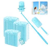 52 Pièces Plumeau Poussiere Recharge Kit Compatibles avec Swiffer, Recharges Plumeau Duster avec 1 Manche Télescopique et 1 Manche Court, pour Nettoyer la Poussière et Les Cheveux d'animaux