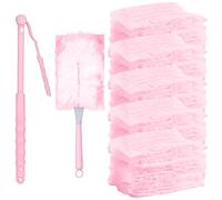 52 Pièces Recharges Plumeau Poussière, Compatible avec Swiffer Duster, Plumeau Magnétique Jetable, 50 Chiffons, 2 Poignées, pour Nettoyer Poussière, Poils d'animaux et Saleté (Rose)