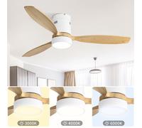 52 pouces encastré ventilateur de plafond DC 3 lames de ventilateur en bois massif moteur réversible sans bruit ave