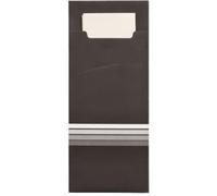 520 pochettes à couverts 20 cm x 8,5 cm noir/blanc Stripes incl. serviette couleur 33 x 33 cm 2 plis