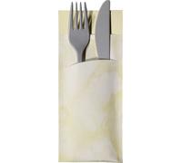 520 Pochettes à couverts avec serviette crème marbrée 20 cm