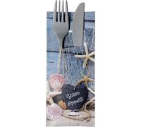 520 pochettes à couverts avec serviette maritime 20 cm