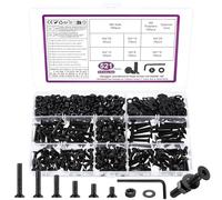 521 Pcs Vis M4 et Écrous,Vis à Tête Fraisée Boulons et Écrous Set | Noir Vis à Tête Fraisée à Tête Hexagonale et Écrous Avec Rondelles Kit，Vis Six Pans Creux Assortiment Avec Clés Hexagonale