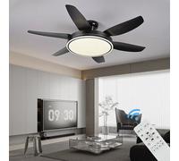 5250-1 noir ventilateur de plafond avec éclairage LED avec télécommande couleur/luminosité réglable 6 vitesses, minuterie 2 heures mode été, et hiver