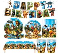 52pcs Kit de Vaisselle de Fête D'anniversaire Fournitures de Fête de Italian Brain, Assiettes, Gobelets, Serviettes, Nappe,Bannières, Vaisselle Anniversaire Cartoons-10Invités