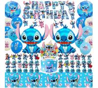53 Pcs Anniversaire Decoration, Assiette et Gobelet, Serviette Papier Nappe Gateau Deco, Kit Anniversaire Ballon