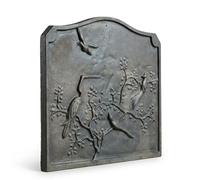 53 x 49 cm - Plaque de cheminée en Fonte LUNAWAY Stocke et Réflète Chaleur | Modèle Oiseaux, plaque décorative résistante à l'usure, conçue pour stocker et réfléchir la chaleur du foyer