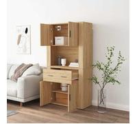 (5354)Meuble rangement - Buffet haut - contemporain - Chêne sonoma Bois d'ingénierie ,poid:52.68 kg