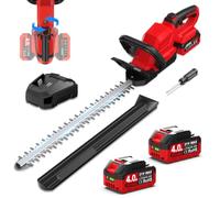 53CM Taille Haie Batterie sans Fil avec 2 Batteries 4,0Ah & Poignée à 180° | DiamèTre De Coupe 16 mm, Lame à double action 65Mn, 2200 SPM, 21V Taille Haie Electrique, pour Jardin, Haies et Arbustes