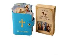 54 Cartes de Prière Catholiques Assorties Format Poche(Blue with prayer) | Collection sacrée, images de la pour madone, pour saint Joseph, dévotion profonde, religieux parfait