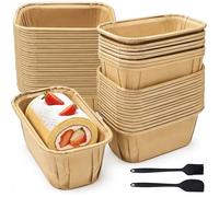 54 PCS Moule Mini Cakes Papier, Moule a Cake Jetable Rectangulaire, pour Air Fryer Petit Moules a Cake Papier S