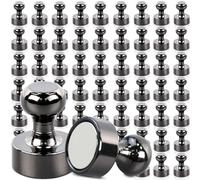 54 petits aimants néodyme ultra-puissants, noir brillant, aimants décoratifs pour tableaux magnétiques, aimants puissants pour tableaux blancs, réfrigérateurs et bureaux.