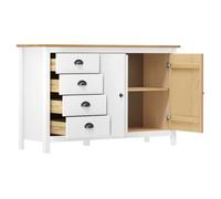 [54314]Buffet Bahut MEUBLECHIC, commode meuble de rangement, Hill Blanc 130x40x80 cm Bois de pin solide,Poids:27.4 Kg