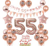 55 ans anniversaire décoration femme, bannière or rose 55 ans anniversaire guirlande 55 ans anniversaire femme ballons 55 ans anniversaire décoration gâteau 55 ans anniversaire 55 ans femme ballon