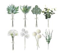 55 Bouquet de Fleurs Artificielles Eucalyptus Artificiel Fausse Fleur | Bouquet Fleurs Séchées Vertes Réalistes Idéales pour la Confection de Bouquets de Mariée et les Mariages