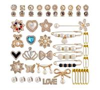 55 pièces broches de broche perles artificielles épingles de sécurité charme pour chaussette pull châle pince pantalon taille tendeur épingle chaussette embellissements