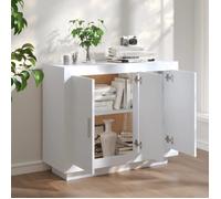 [55151]Buffet Bahut MEUBLECHIC, commode meuble de rangement, blanc 92x35x75 cm bois d’ingénierie,Poids:28.66 Kg