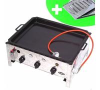 55510 + grill set 511 + poêle 504 INOX BARBECUE 10KW 3 feux BARBECUE GAZ BARBECUE BBQ voiture poêle SET 4