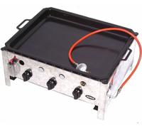 55510 + poêle 504 INOX BARBECUE À GAZ 10KW 3 feux BARBECUE À GAZ GRILLE BBQ CHARIOT BARBECUE SET 3