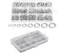 555Pcs Joint de Rondelles Verrouillage Dentelé Externe en Acier Inoxydable 304, Assortiment de Rondelles Dentées Starlock M2.5 M3 M4 M5 M6 M8 M10 M12 rondelles Blocage en Étoile Dentelées Externes