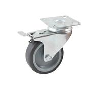 557950H Roulette d'ameublement 50 mm caoutchouc gris platine carrée zinguée