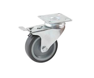557950H Roulette d'ameublement 50 mm caoutchouc gris platine carrée zinguée